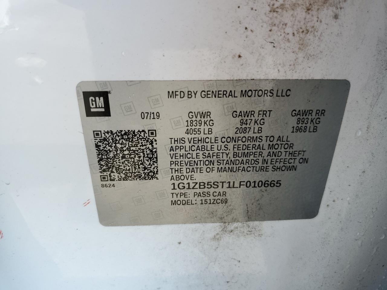 2020 Chevrolet Malibu Ls VIN: 1G1ZB5ST1LF010665 Lot: 69193285