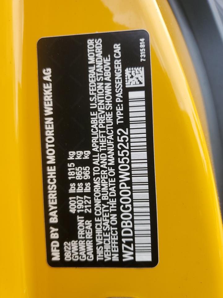 2023 Toyota Supra Base VIN: WZ1DB0G00PW055252 Lot: 70762255