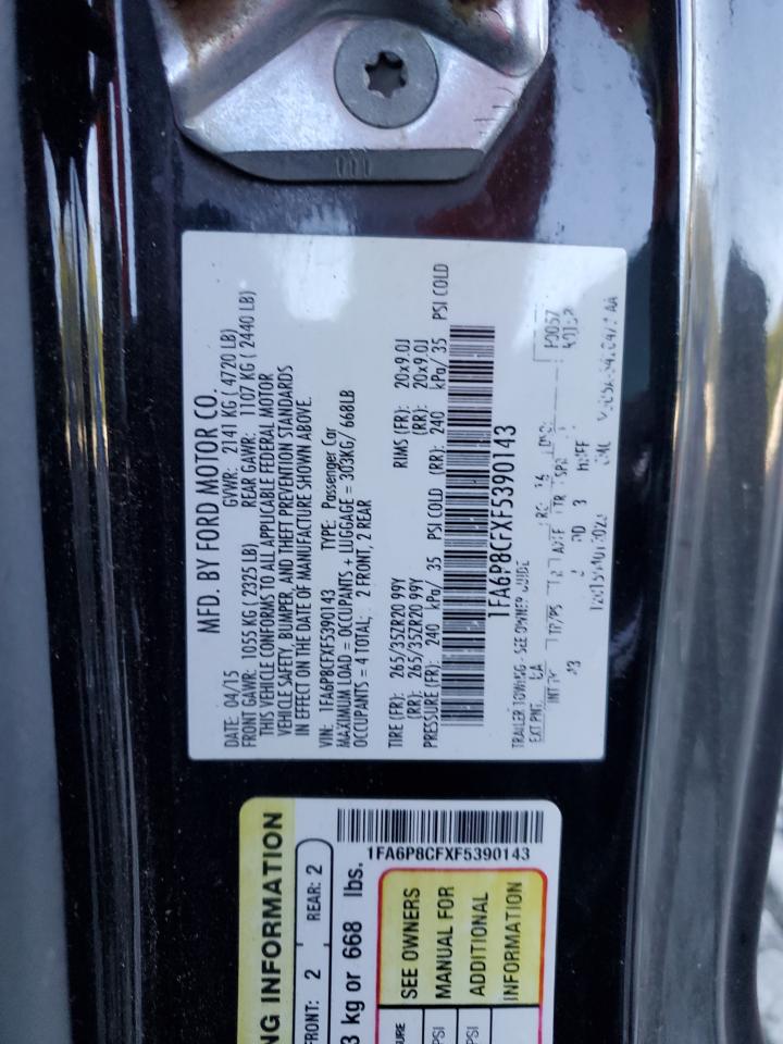 2015 Ford Mustang Gt VIN: 1FA6P8CFXF5390143 Lot: 70403385