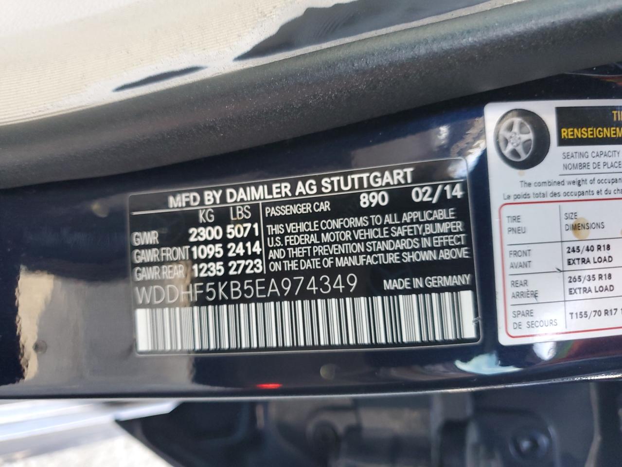 2014 Mercedes-Benz E 350 VIN: WDDHF5KB5EA974349 Lot: 69762875