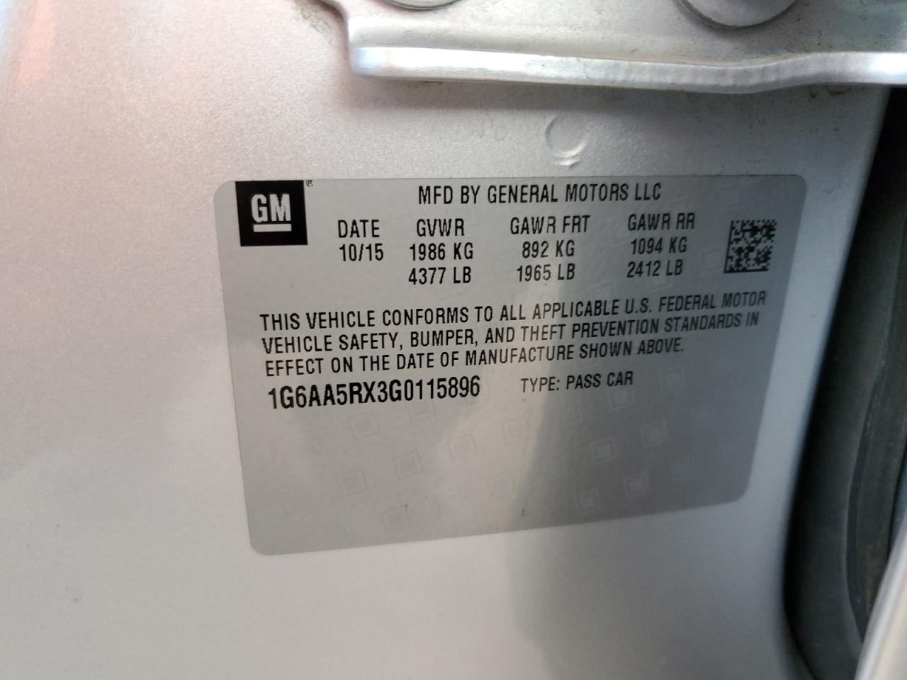 2016 Cadillac Ats VIN: 1G6AA5RX3G0115896 Lot: 70542315