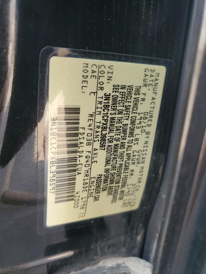 2011 Nissan Versa S VIN: 3N1BC1CPXBL398597 Lot: 70959075