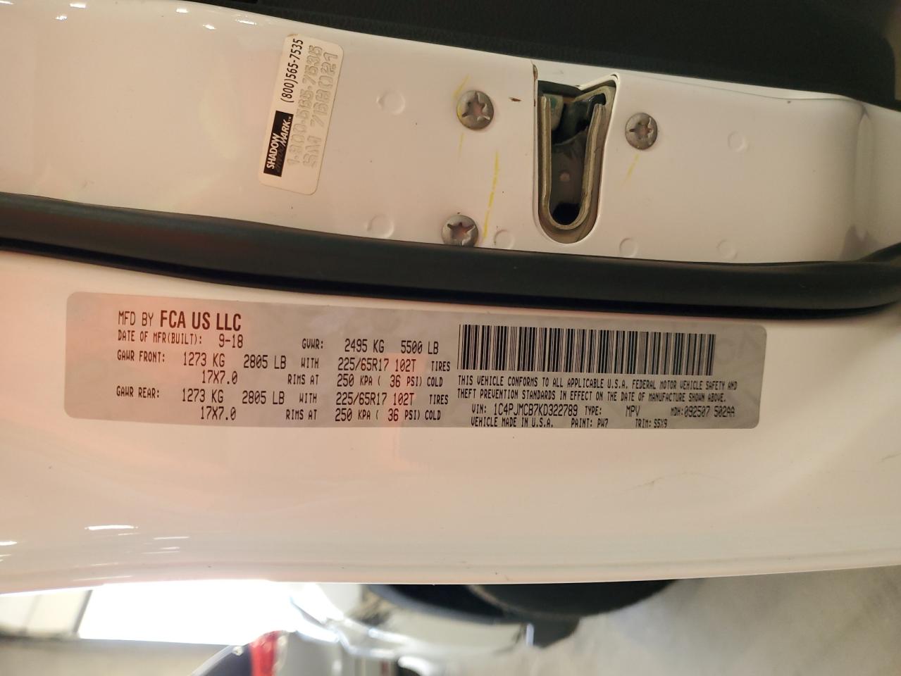 2019 Jeep Cherokee Latitude VIN: 1C4PJMCB7KD322789 Lot: 70117165