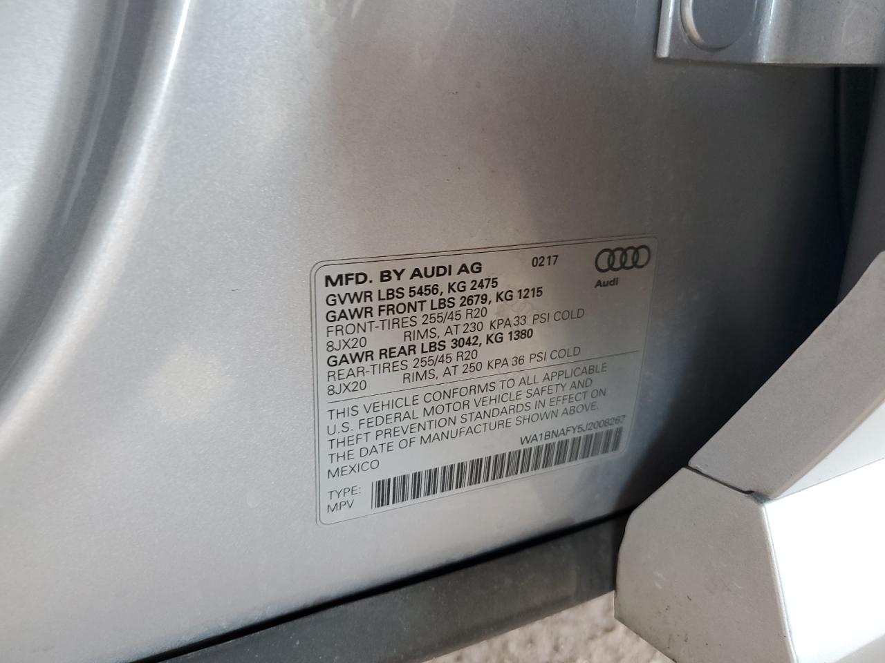 2018 Audi Q5 Premium Plus VIN: WA1BNAFY5J2008267 Lot: 69447175
