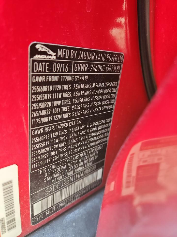 2017 Jaguar F-Pace Premium VIN: SADCJ2BN1HA086699 Lot: 69735865