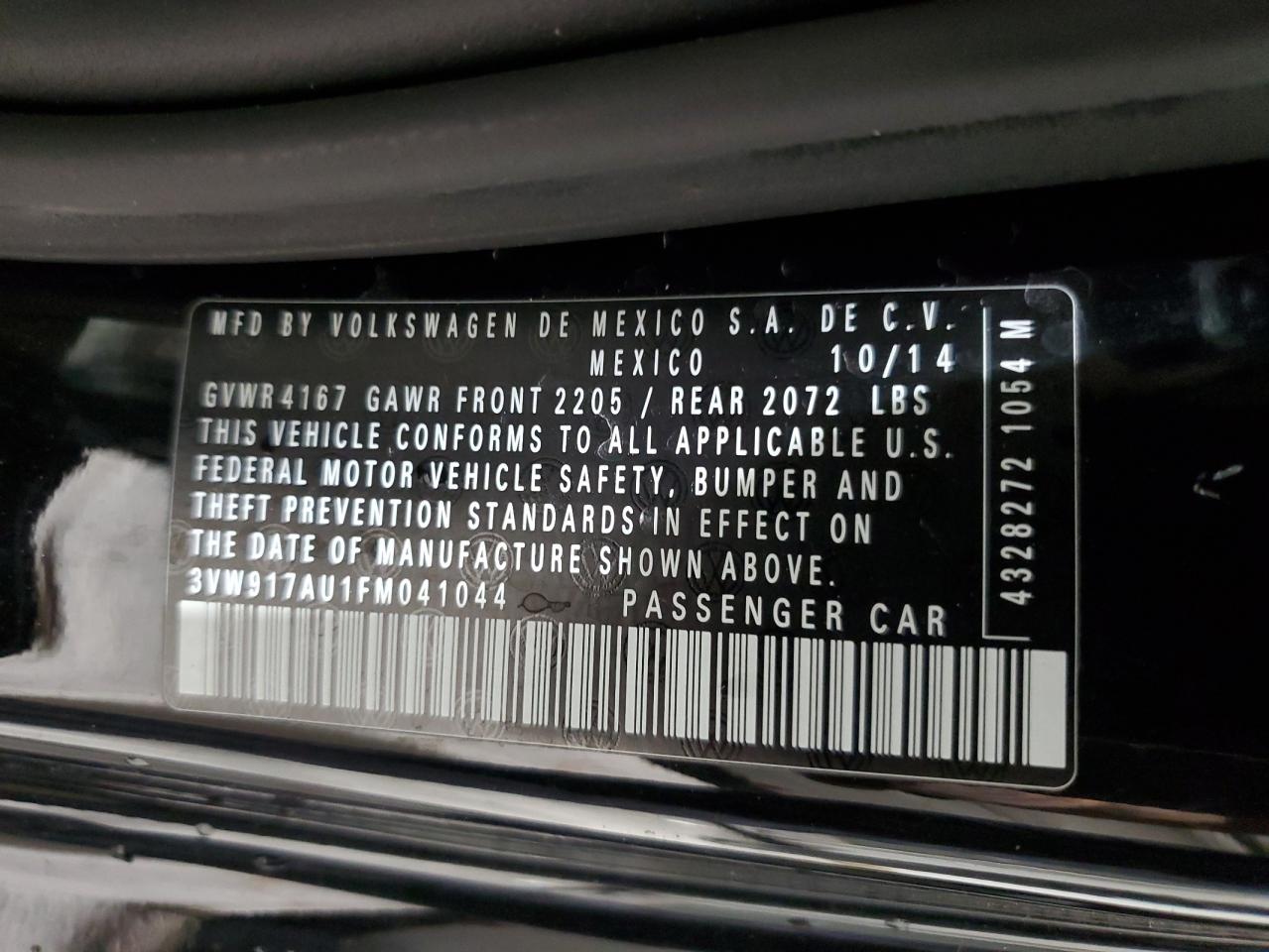 2015 Volkswagen Golf VIN: 3VW917AU1FM041044 Lot: 70830055