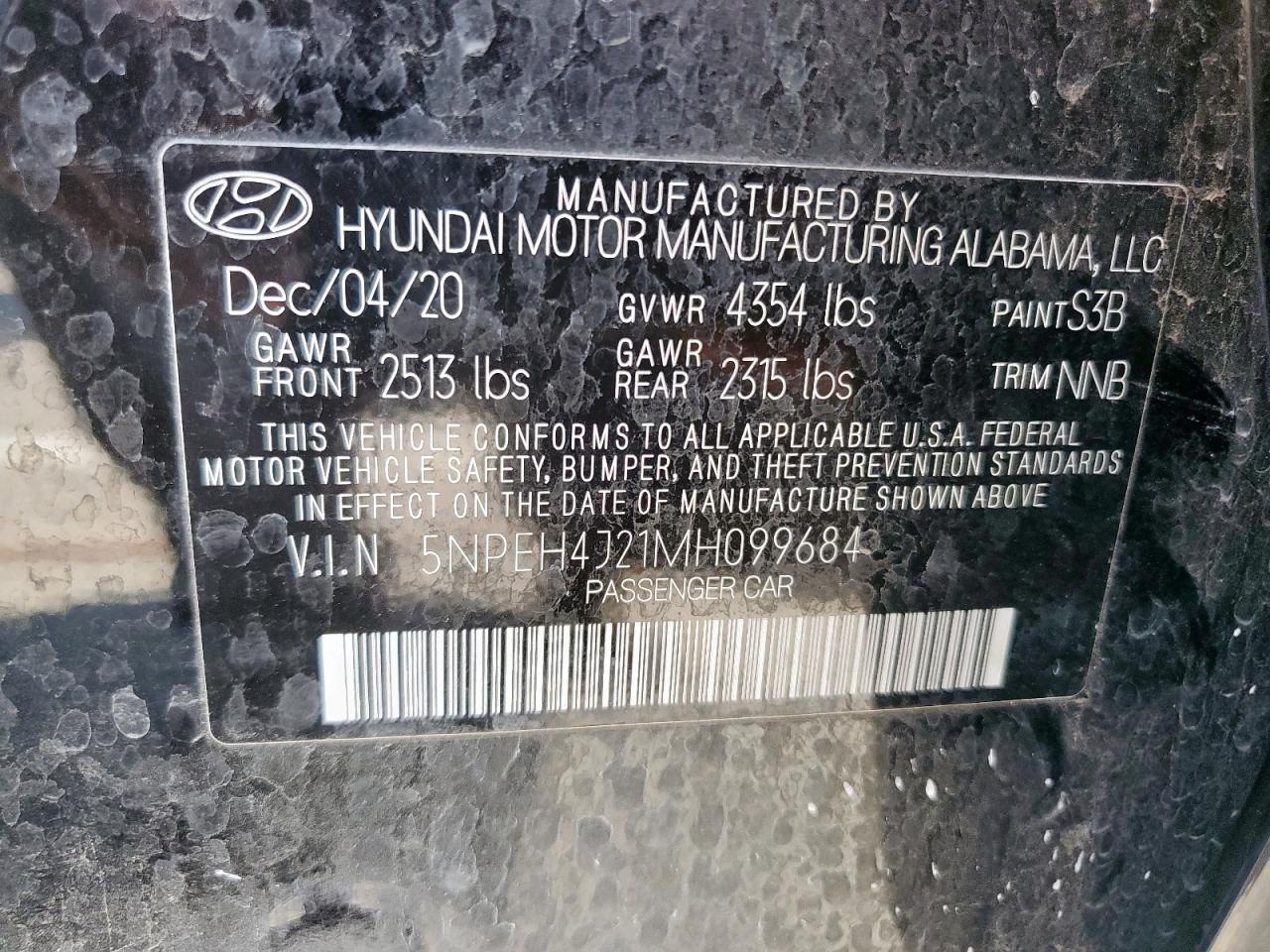 2021 Hyundai Sonata Limited VIN: 5NPEH4J21MH099684 Lot: 70569995