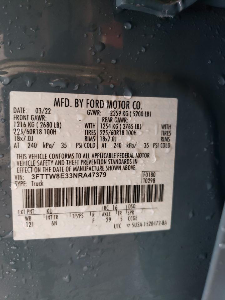 2022 Ford Maverick Xl VIN: 3FTTW8E33NRA47379 Lot: 68515845