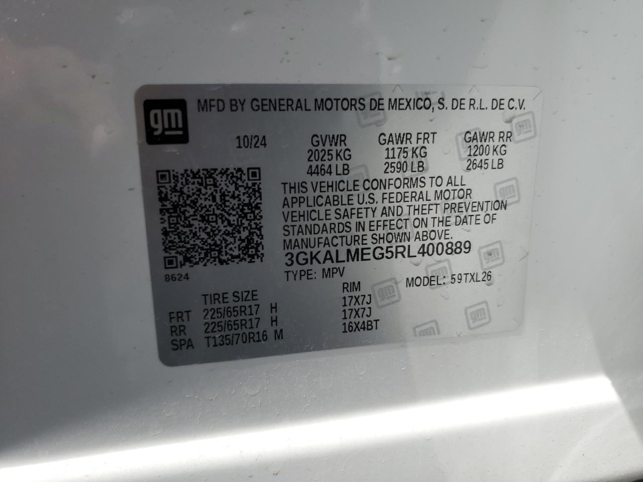 2024 GMC Terrain Sle VIN: 3GKALMEG5RL400889 Lot: 69621575