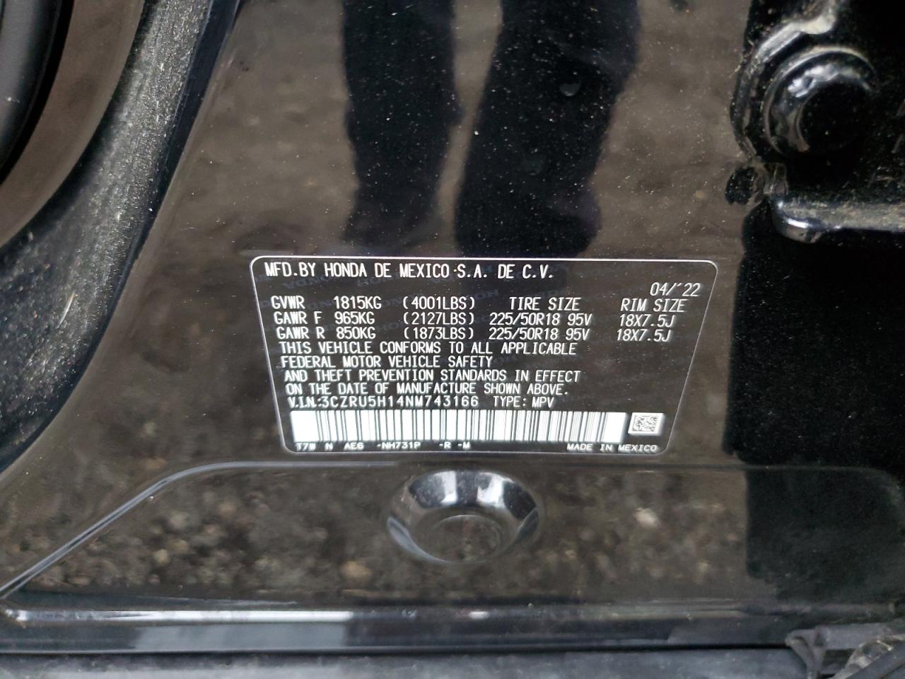 2022 Honda Hr-V Sport VIN: 3CZRU5H14NM743166 Lot: 67297425