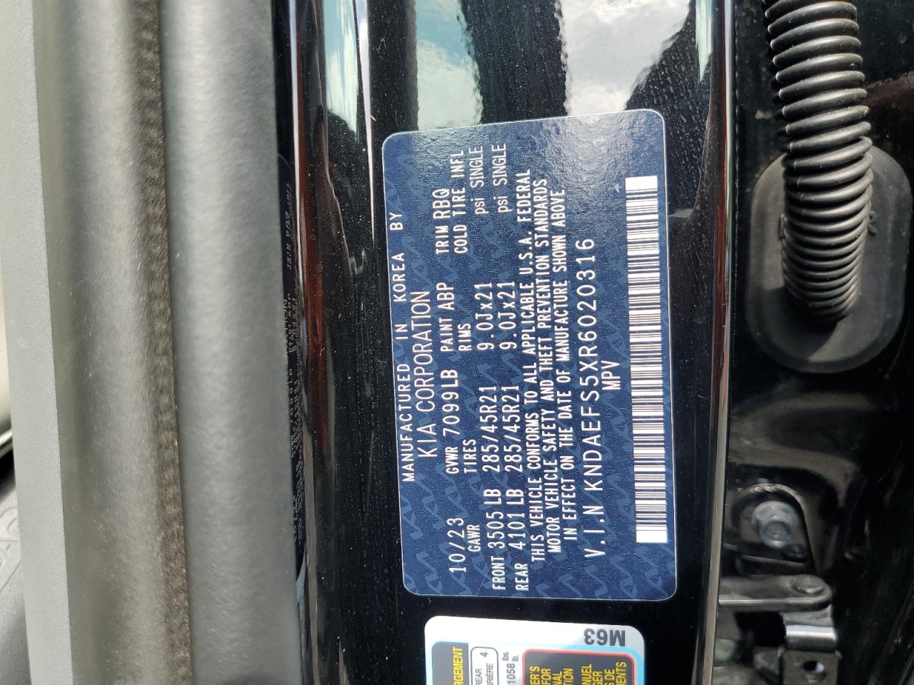 2024 Kia Ev9 Gt Line VIN: KNDAEFS5XR6020316 Lot: 67569255