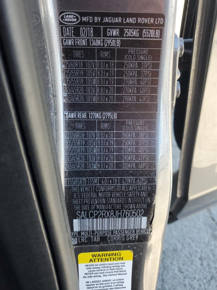 SALCP2RX8JH760502 2018 Land Rover Discovery Sport Se