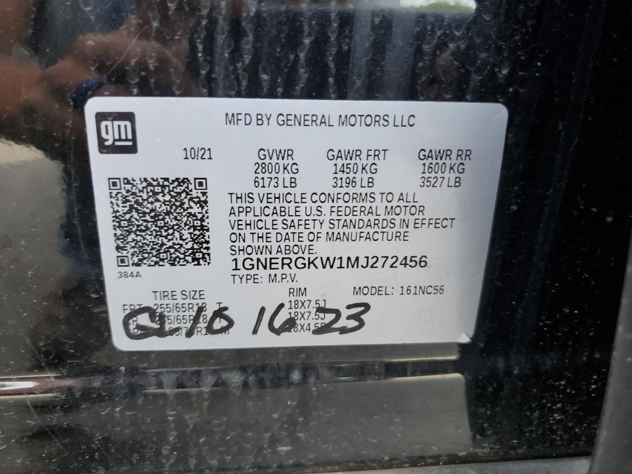 2021 Chevrolet Traverse Lt VIN: 1GNERGKW1MJ272456 Lot: 70637055