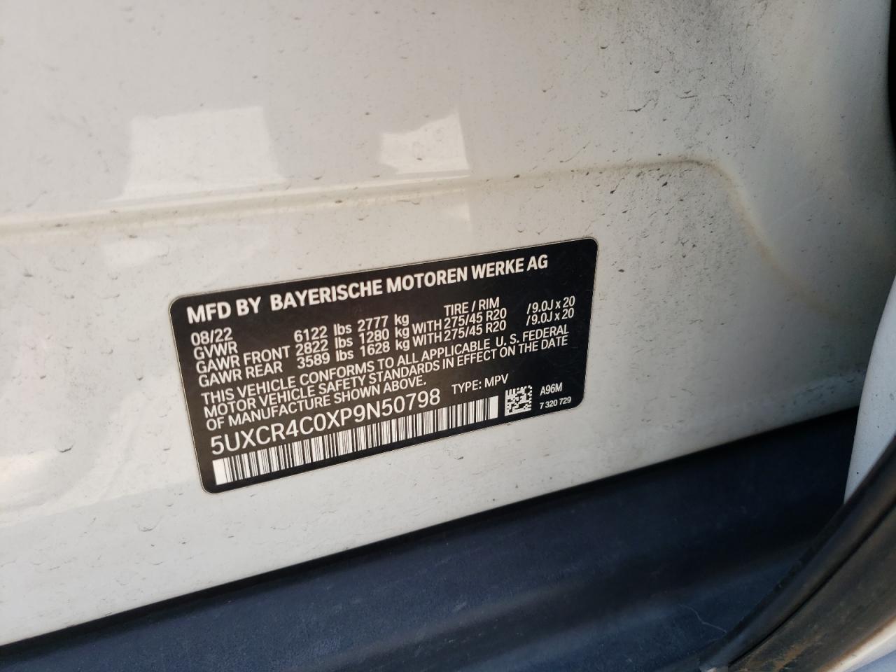 2023 BMW X5 Sdrive 40I VIN: 5UXCR4C0XP9N50798 Lot: 70046685