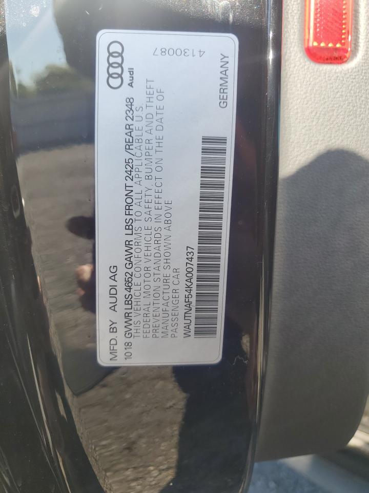 2019 Audi A5 Premium Plus VIN: WAUTNAF54KA007437 Lot: 70095435