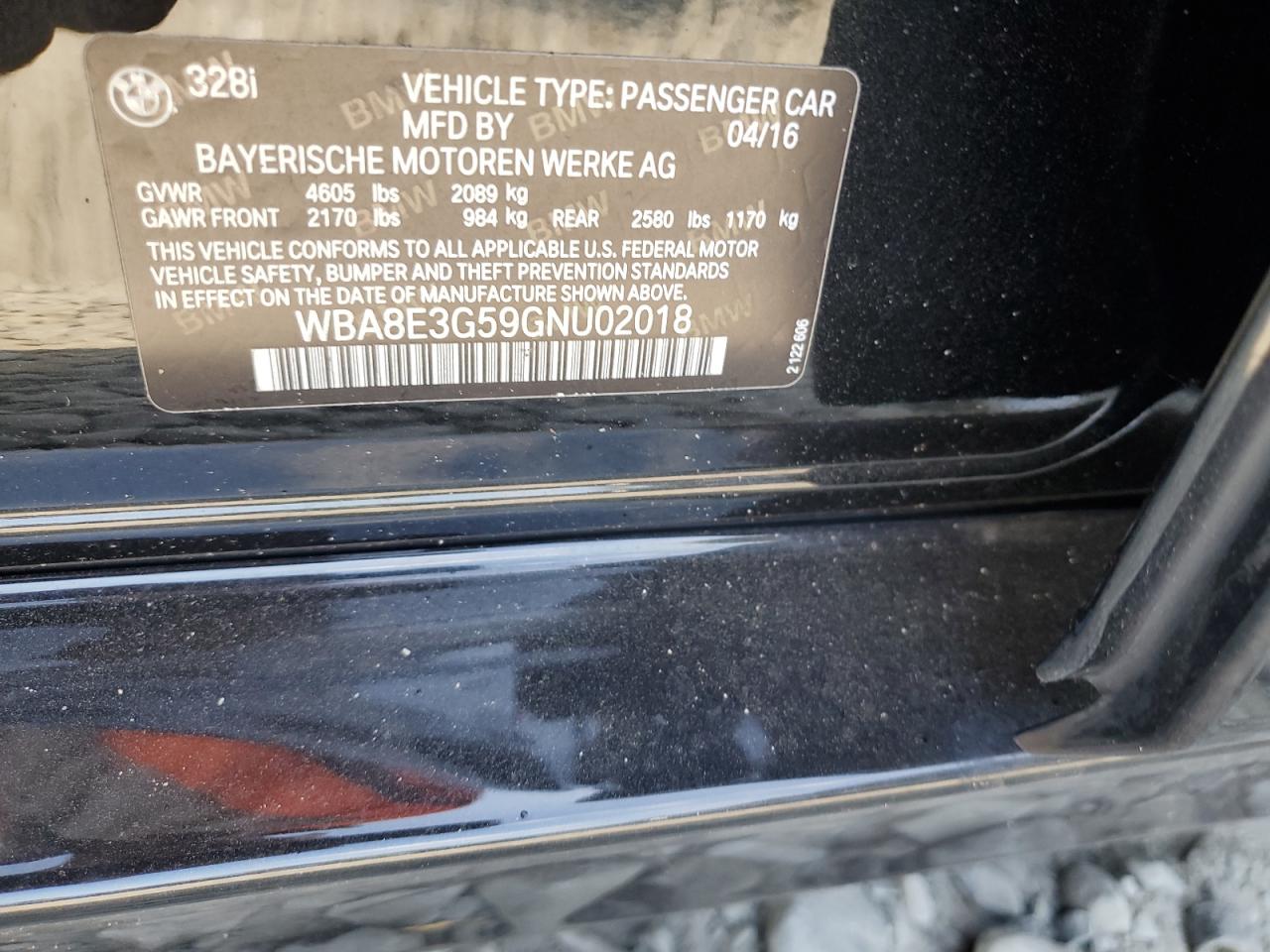 2016 BMW 328 Xi Sulev VIN: WBA8E3G59GNU02018 Lot: 67578675