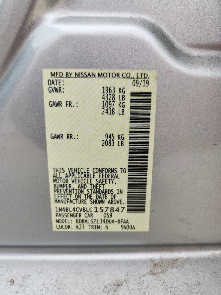 2020 Nissan Altima Sr VIN: 1N4BL4CV8LC157847 Lot: 70748855