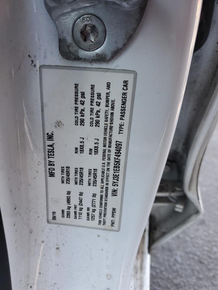 2019 Tesla Model 3 VIN: 5YJ3E1EB5KF494097 Lot: 70528765