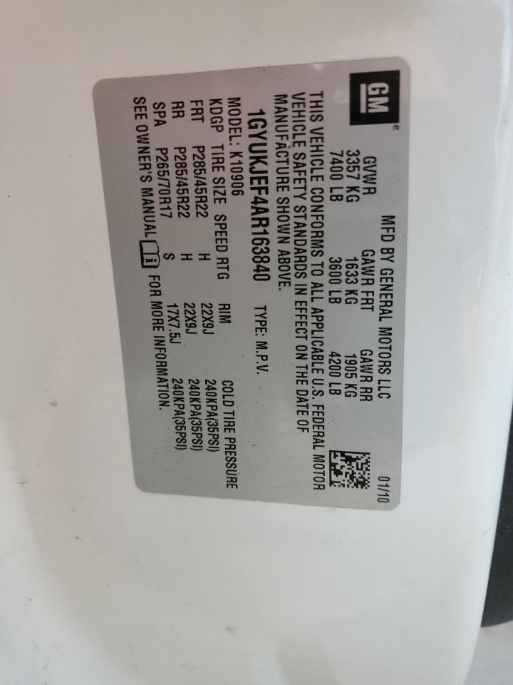 2010 Cadillac Escalade Esv Premium VIN: 1GYUKJEF4AR163840 Lot: 69213535