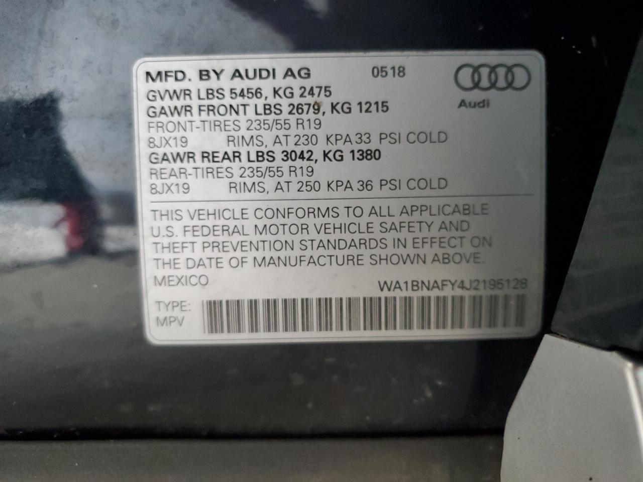 2018 Audi Q5 Premium Plus VIN: WA1BNAFY4J2195128 Lot: 70088625