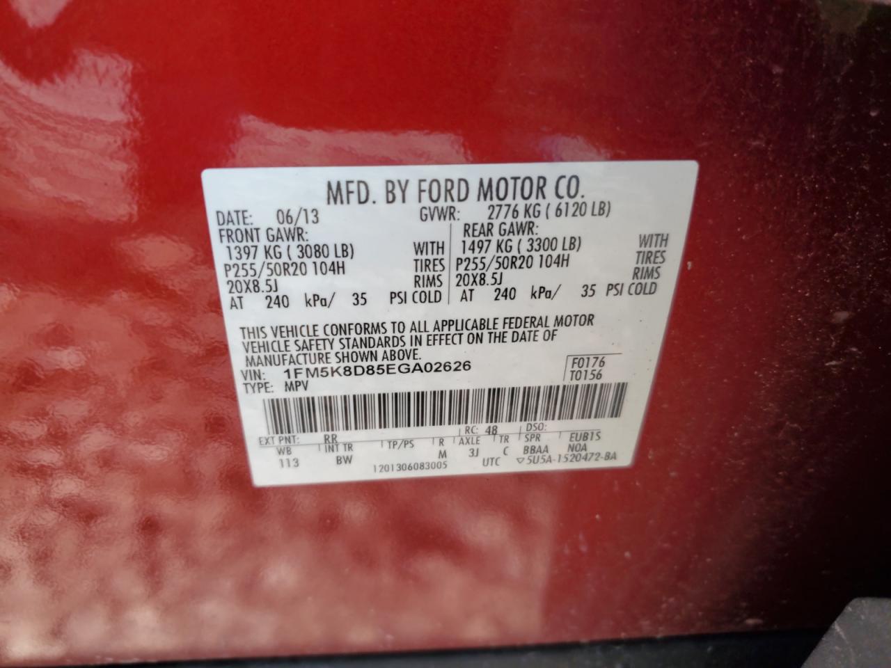 2014 Ford Explorer Xlt VIN: 1FM5K8D85EGA02626 Lot: 67756795