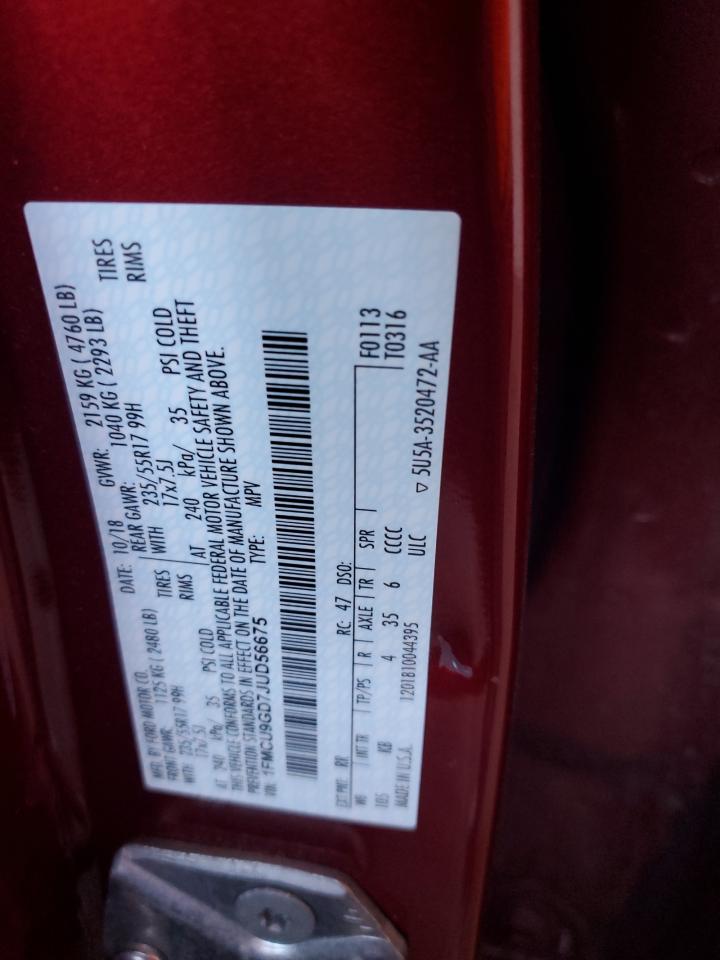 2018 Ford Escape Se VIN: 1FMCU9GD7JUD56675 Lot: 70845625