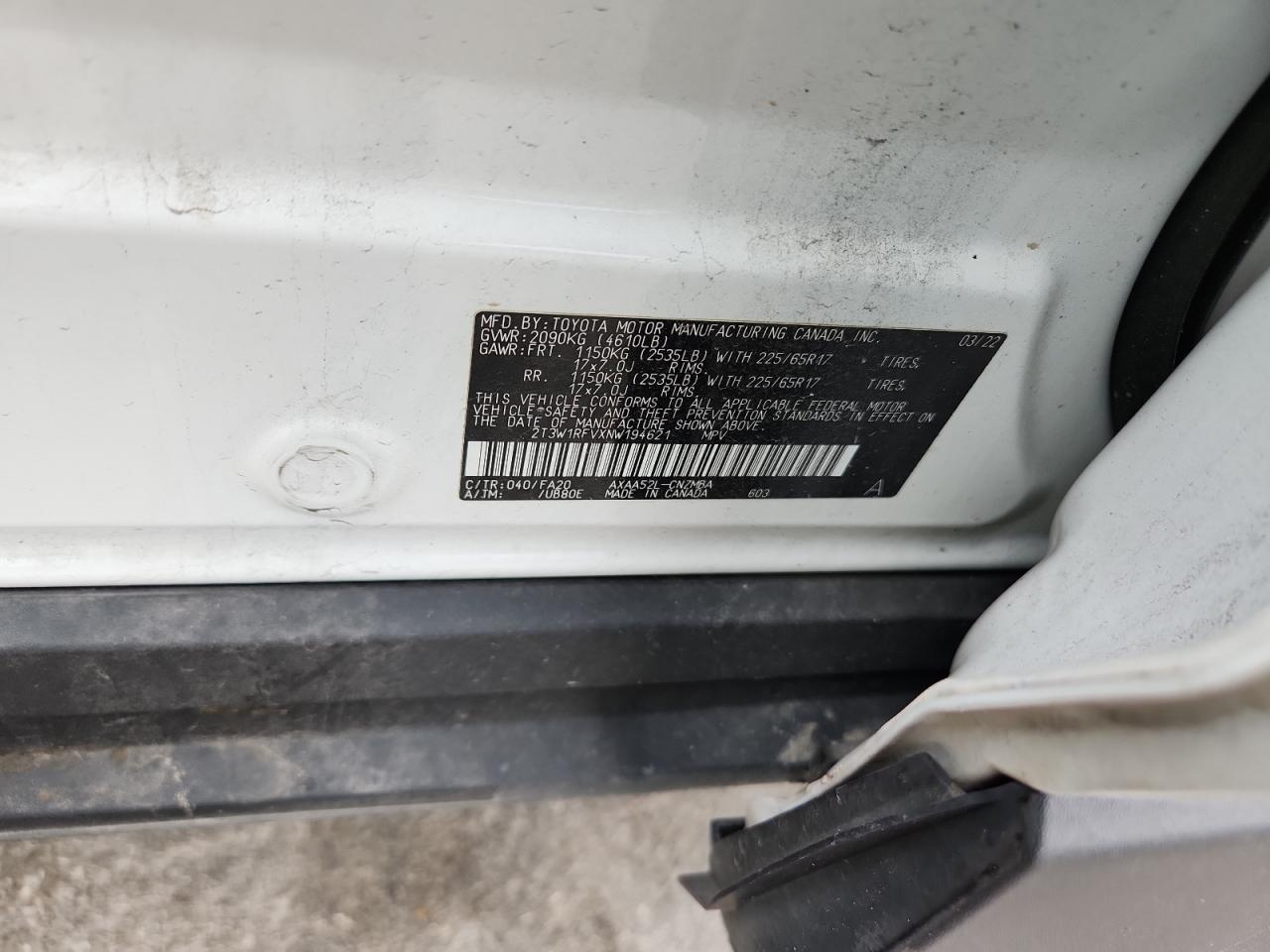 2022 Toyota Rav4 Xle VIN: 2T3W1RFVXNW194621 Lot: 67111665