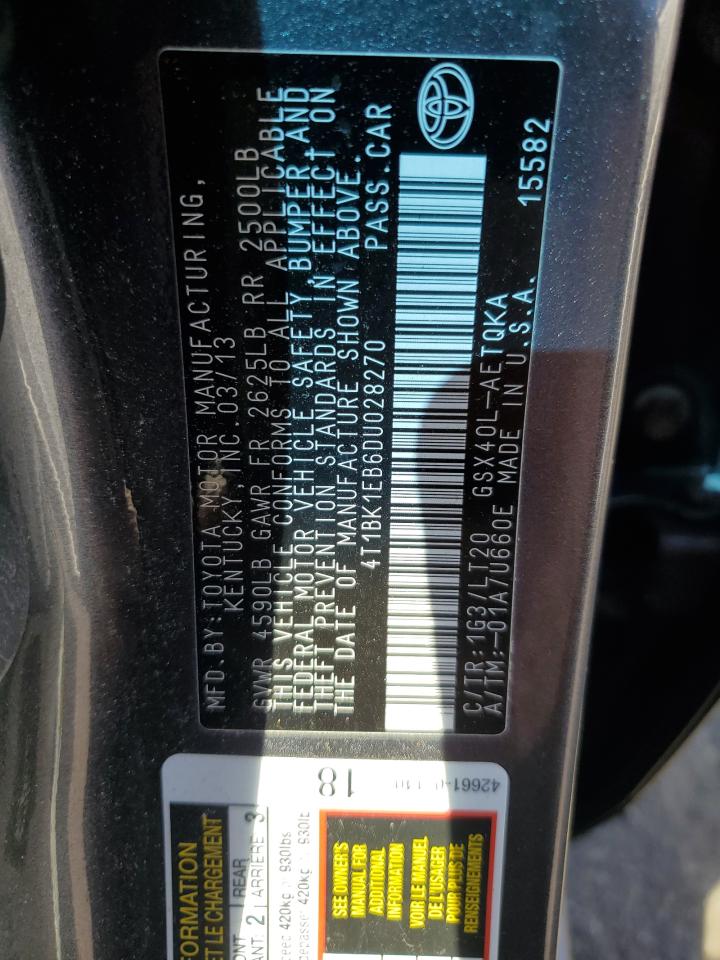 2013 Toyota Avalon Base VIN: 4T1BK1EB6DU028270 Lot: 68956395