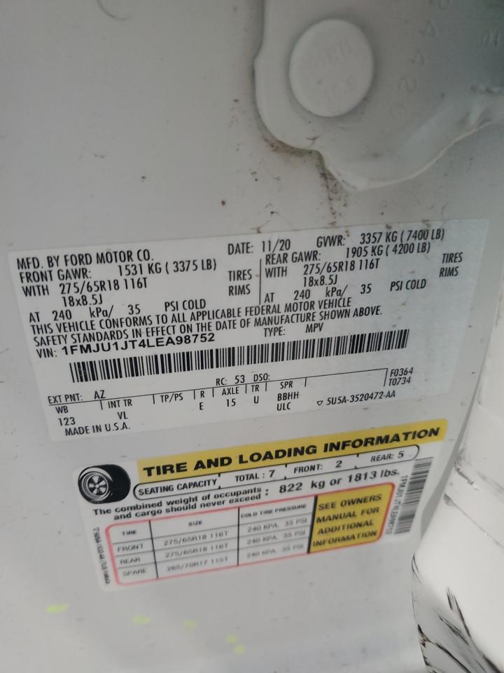 2020 Ford Expedition Xlt VIN: 1FMJU1JT4LEA98752 Lot: 67287795