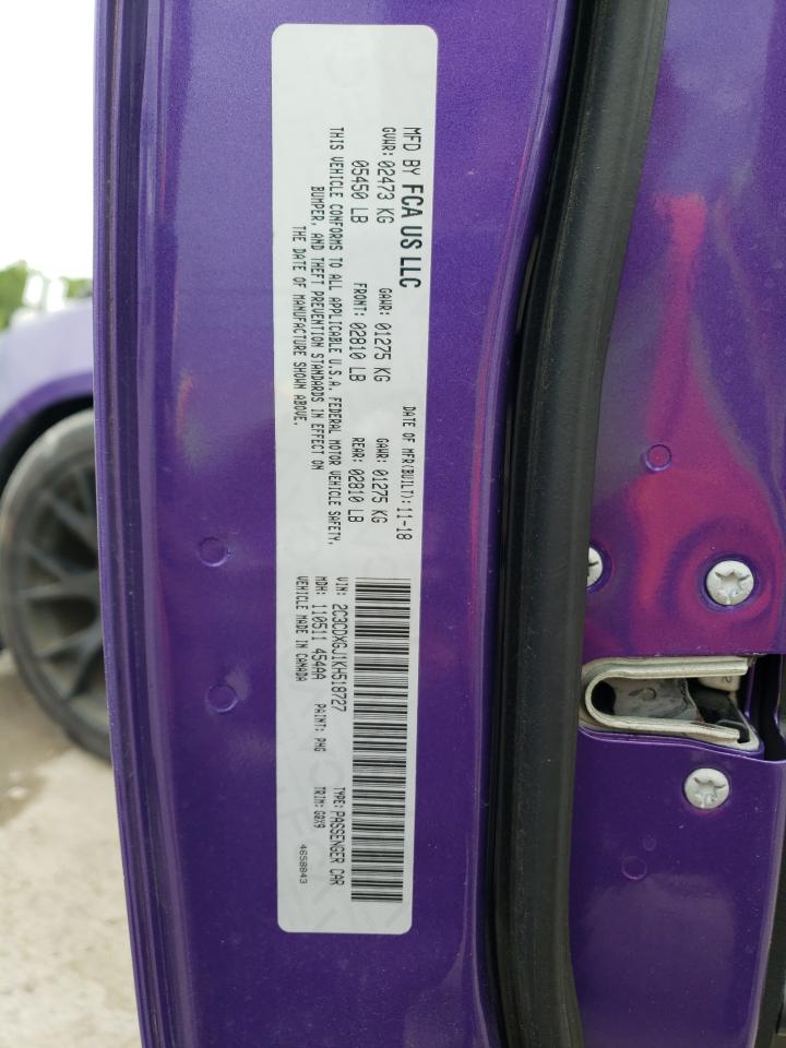 2019 Dodge Charger Scat Pack VIN: 2C3CDXGJ1KH518727 Lot: 69598345