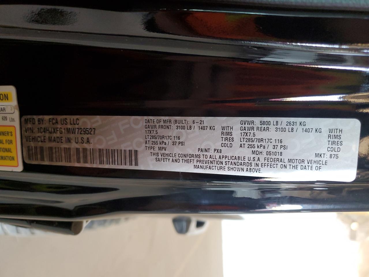 2021 Jeep Wrangler Unlimited Rubicon VIN: 1C4HJXFG1MW729527 Lot: 85332235