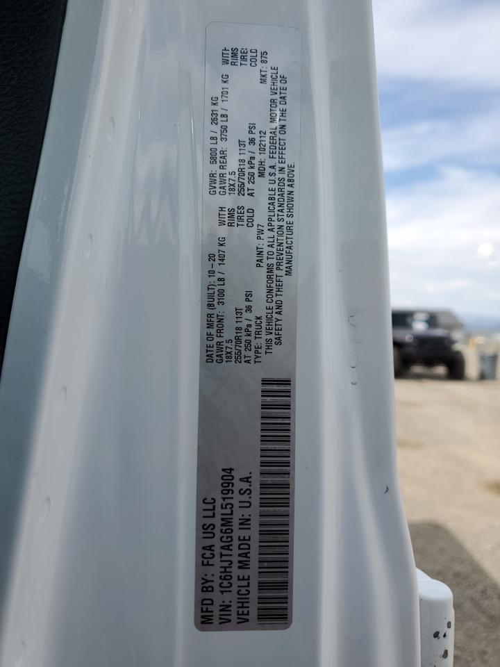 2021 Jeep Gladiator Sport VIN: 1C6HJTAG6ML519904 Lot: 67687665