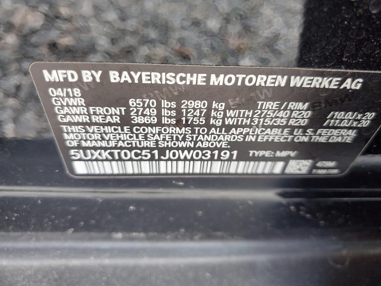 2018 BMW X5 Xdr40E VIN: 5UXKT0C51J0W03191 Lot: 70222345