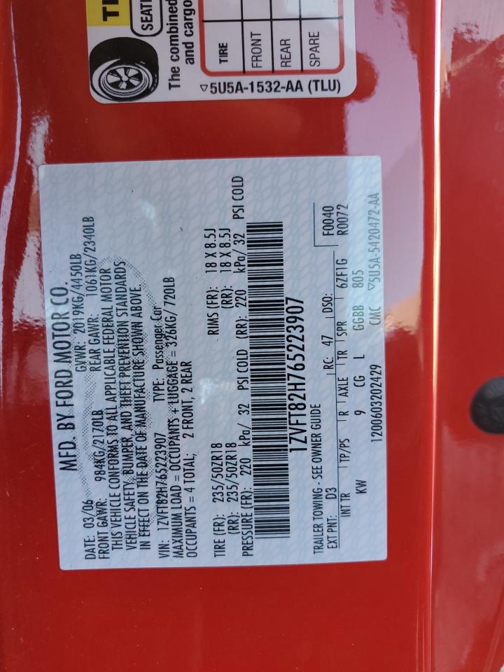 2006 Ford Mustang Gt VIN: 1ZVFT82H765223907 Lot: 70638445