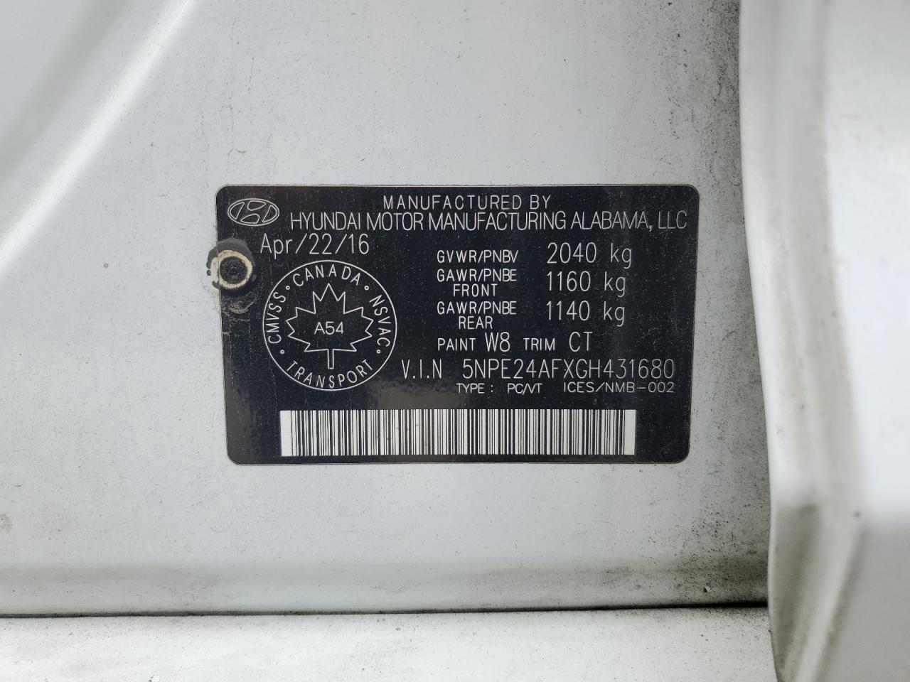 2016 Hyundai Sonata Se VIN: 5NPE24AFXGH431680 Lot: 70274315