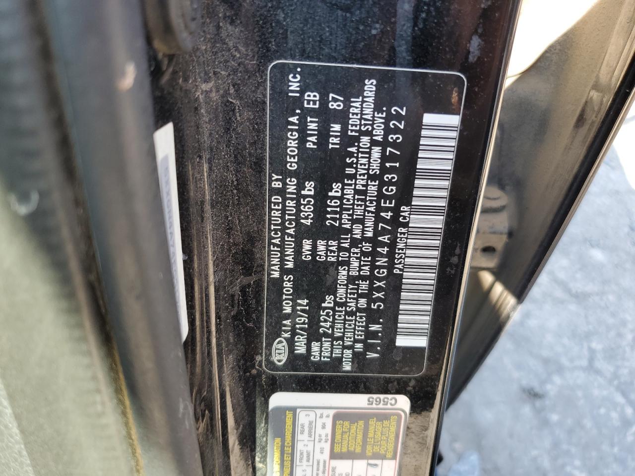 2014 Kia Optima Ex VIN: 5XXGN4A74EG317322 Lot: 69408945