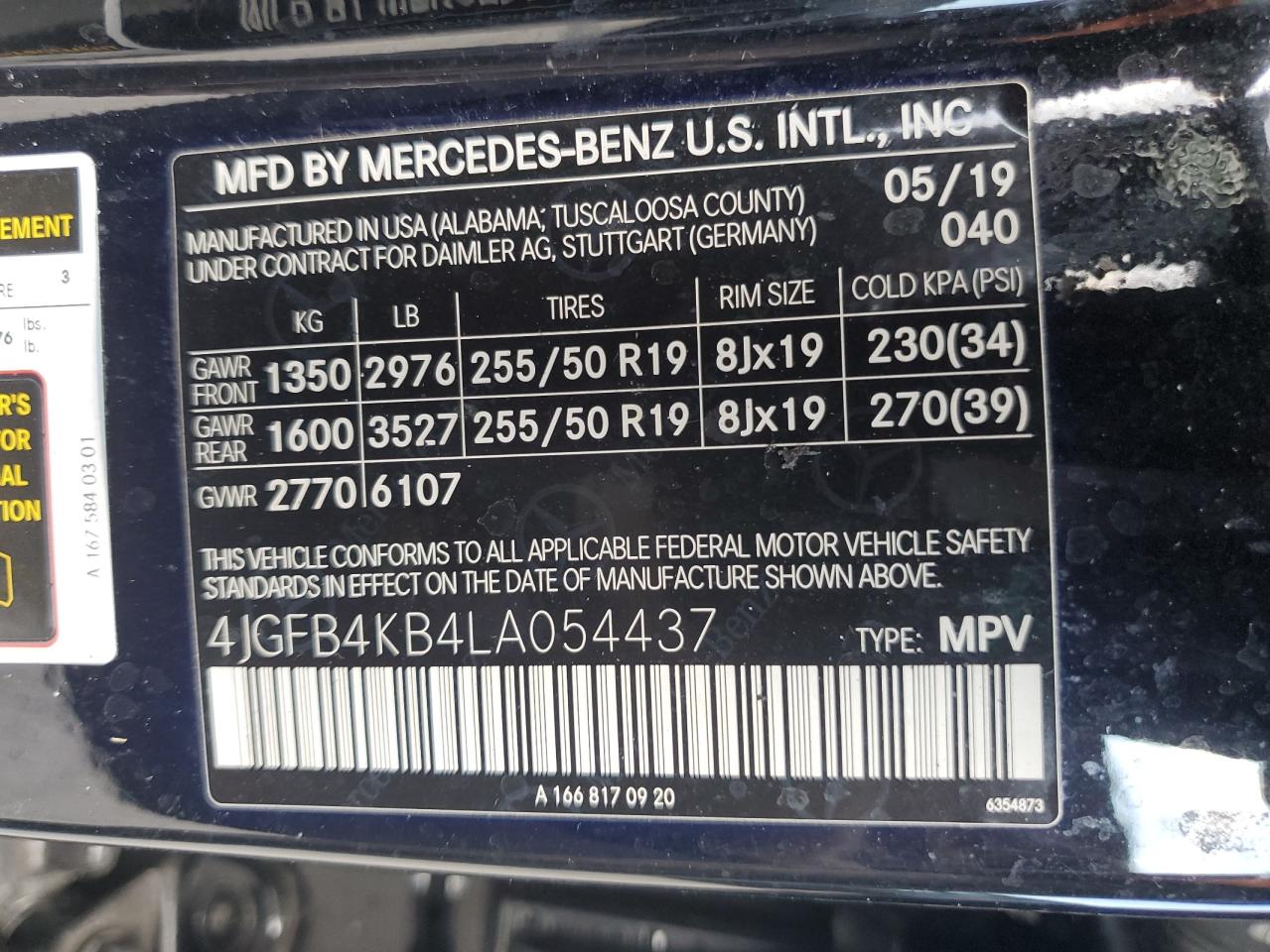 2020 Mercedes-Benz Gle 350 4Matic VIN: 4JGFB4KB4LA054437 Lot: 71000795