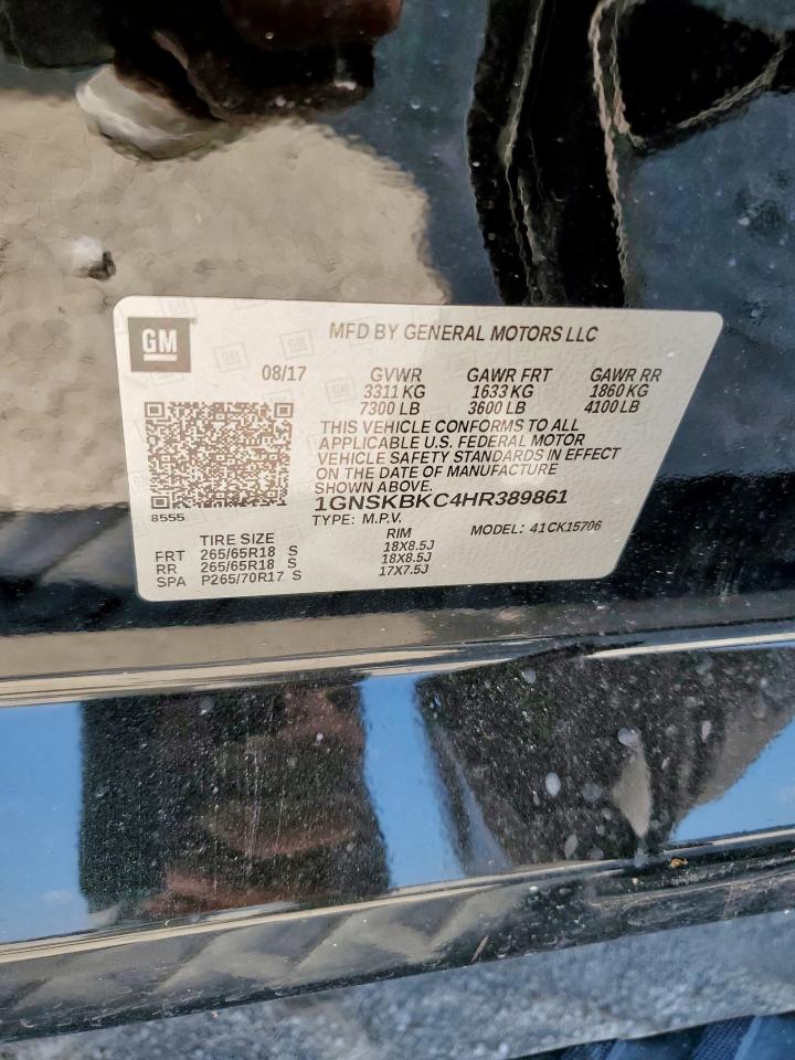 2017 Chevrolet Tahoe K1500 Lt VIN: 1GNSKBKC4HR389861 Lot: 70234745