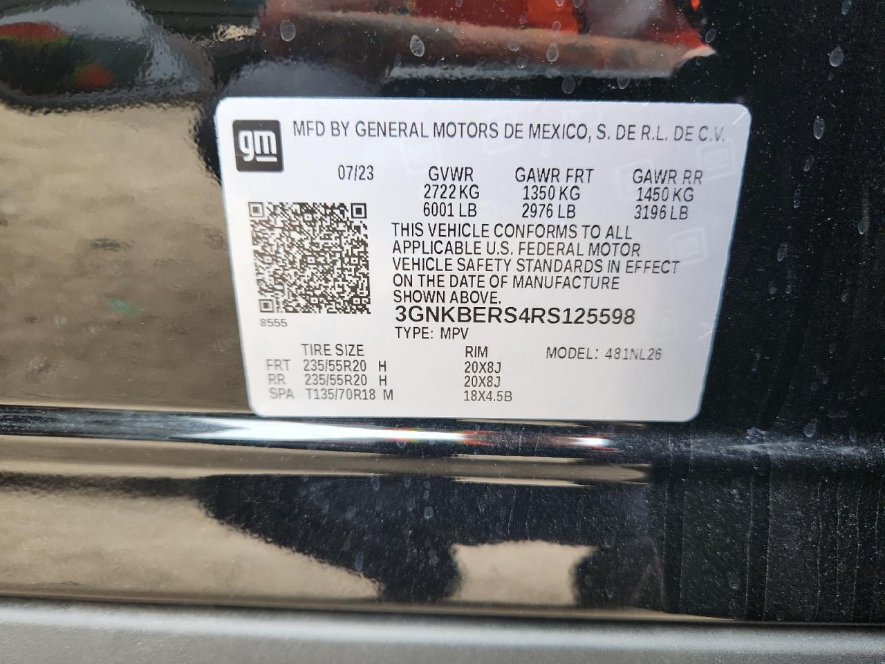 2024 Chevrolet Blazer Rs VIN: 3GNKBERS4RS125598 Lot: 70548055