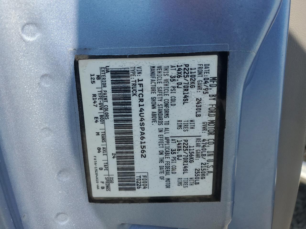 1997 Ford Ranger VIN: 1FTCR10A9VUA76480 Lot: 69607165