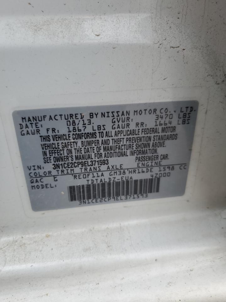 2014 Nissan Versa Note S VIN: 3N1CE2CP9EL371593 Lot: 67964865