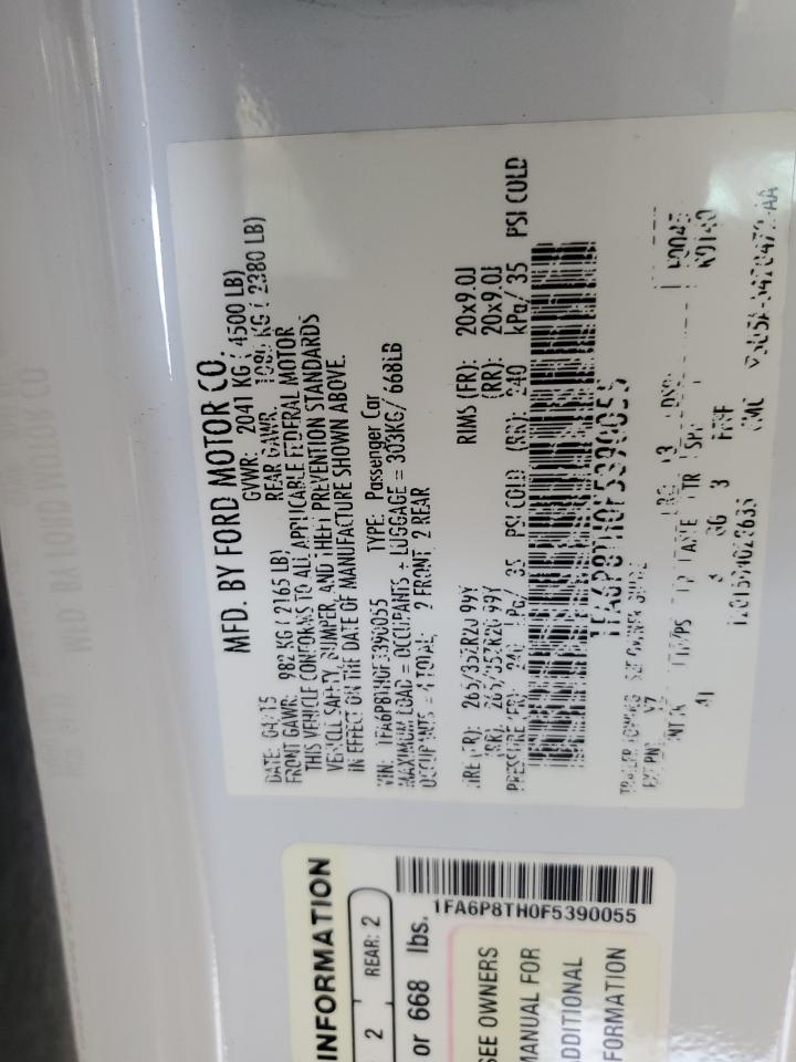 2015 Ford Mustang VIN: 1FA6P8TH0F5390055 Lot: 70501755