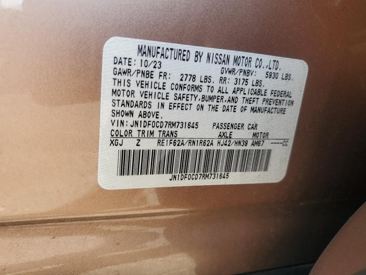 2024 Nissan Ariya Platinum + VIN: JN1DF0CD7RM731645 Lot: 70089345