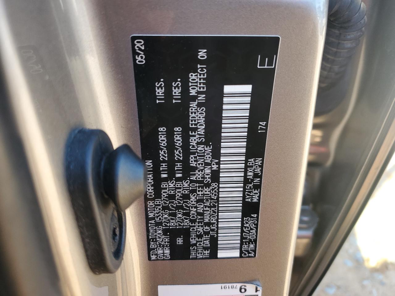 2020 Lexus Nx 300H VIN: JTJGJRDZ2L2145538 Lot: 69411555