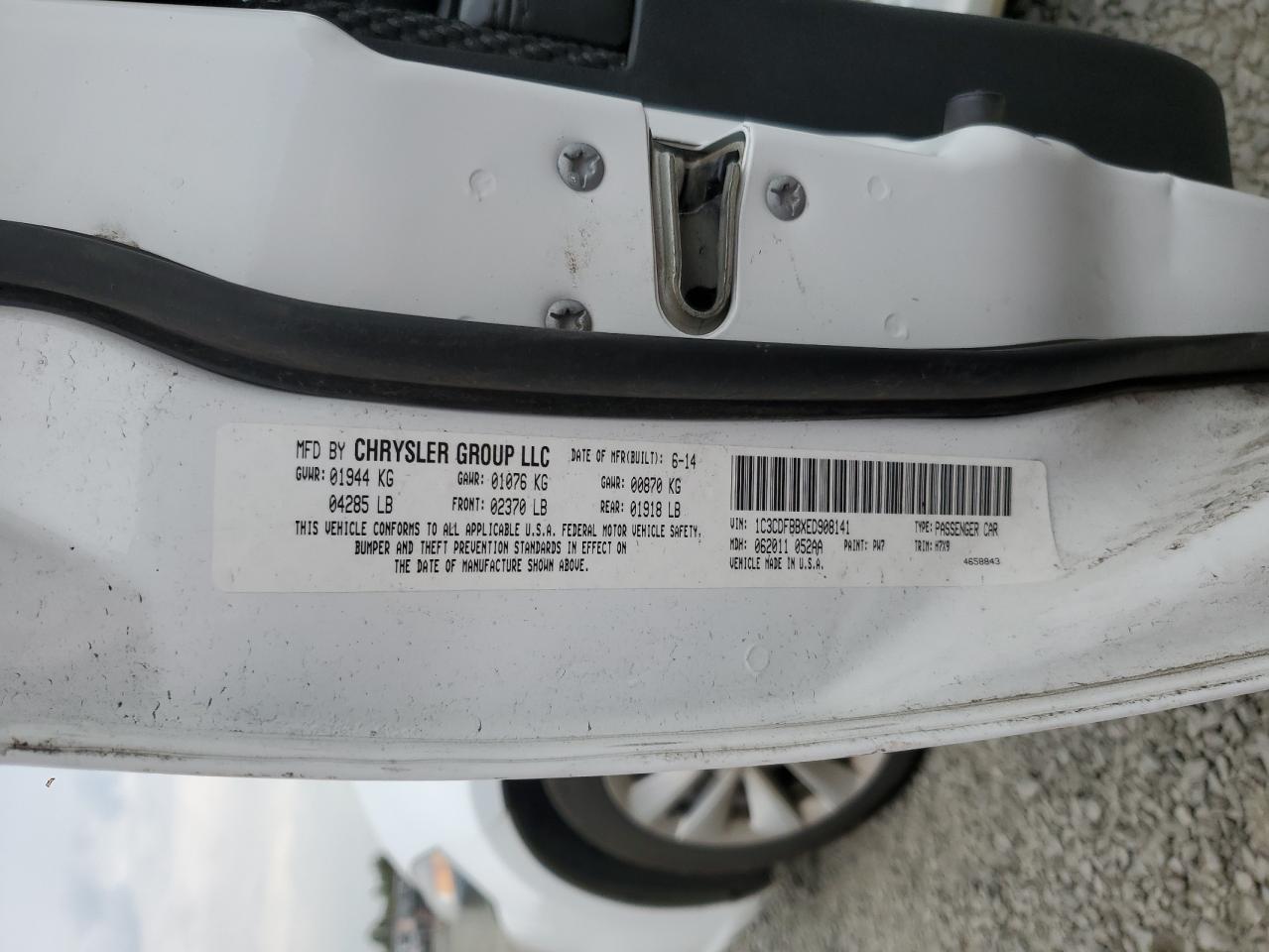 2014 Dodge Dart Sxt VIN: 1C3CDFBBXED908141 Lot: 68843715