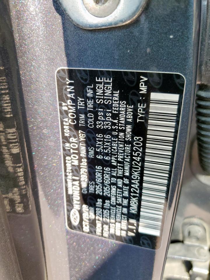 2019 Hyundai Kona Se VIN: KM8K12AA9KU245203 Lot: 70604755