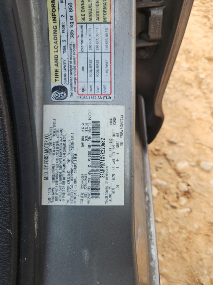 2009 Ford Fusion Se VIN: 3FAHP071X9R220682 Lot: 67514705