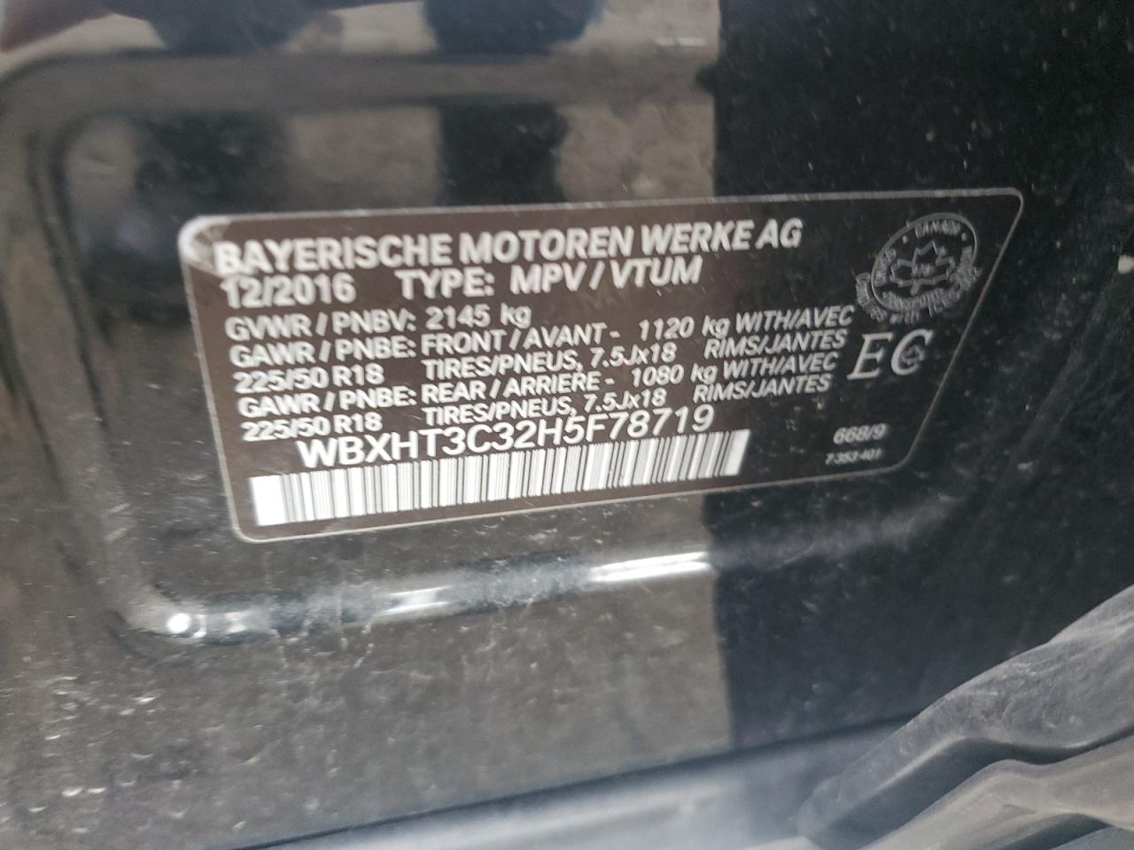 2017 BMW X1 xDrive28I VIN: WBXHT3C32H5F78719 Lot: 69855135