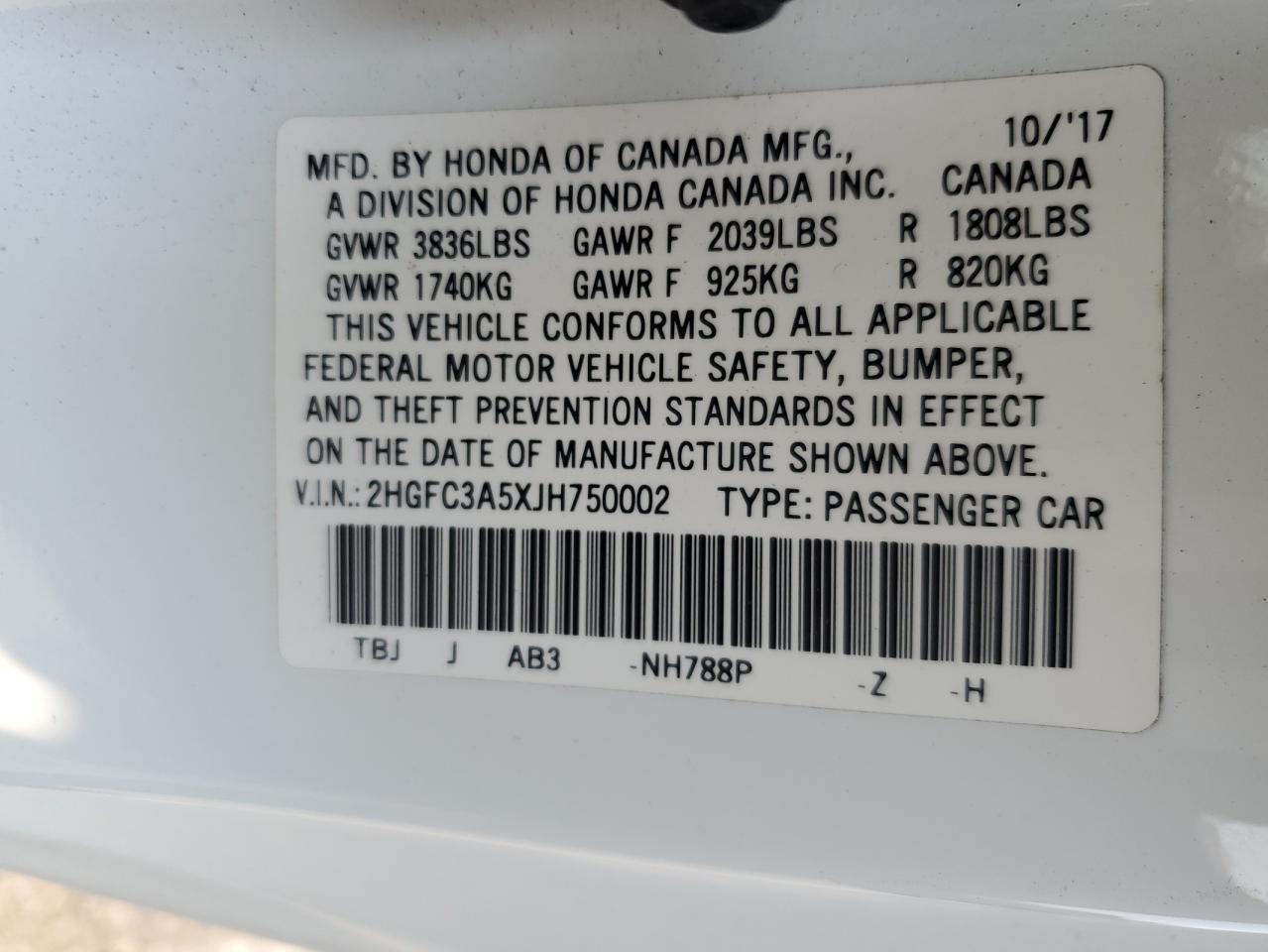 2018 Honda Civic Si VIN: 2HGFC3A5XJH750002 Lot: 66726255