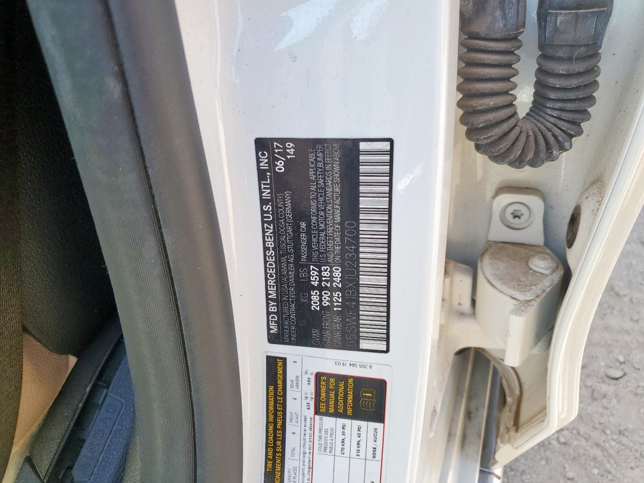 2018 Mercedes-Benz C 300 VIN: 55SWF4JBXJU234700 Lot: 70210275